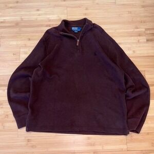 Brown matcha style polo Ralph Lauren quarter zip sweater old money LARGE